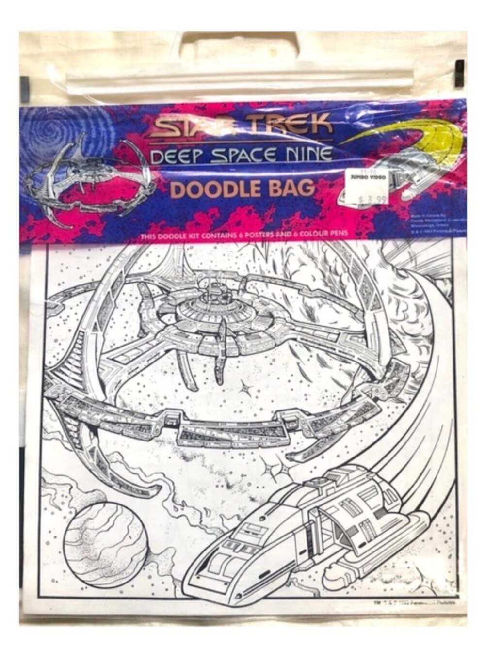 Vintage 1993 Star Trek: Deep Space Nine Doodle Bag -Rare DS9 Coloring Poster Set